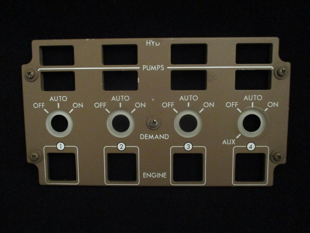 Hydraulic Pumps Panel Light Plate from a Retired 747-400 Cockpit